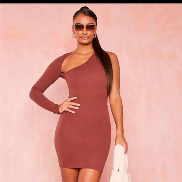 PrettyLittleThing Dresses & Skirts - New brown one shoulder Bodycon dress
